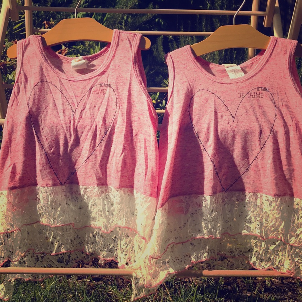 Tru love T-shirts in pink and lace - twin